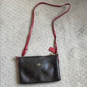 Coach Brown and Red Crossbody Bag